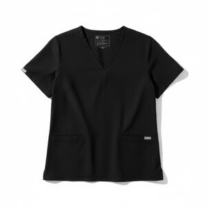 Figs Women's Black Short Sleeve Scrub Top and Black Scrub Pants
